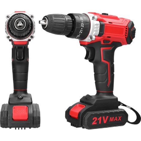 21-v-akku-bohrmaschine, Bürstenmotor, 2 Geschwindigkeiten, 25 Drehmomentstufen, Einstellbare Bohrgeschwindigkeit