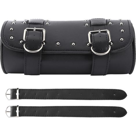 Universelle Motorradtasche Aus Pu-leder, Motorradsatteltasche, Rollkoffer, Motorersatzteil, Schwarz
