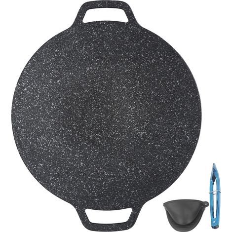 Koreanische Grillpfanne, Rund, Hohe Wärmeleitfähigkeit, Leicht Zu Reinigen, Grillplatte Für Drinnen Und Draußen, 30 Cm / 11,8 Zoll