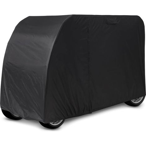 Golfwagenabdeckung – Schwarzes 210d Oxford-gewebe, Wasserdicht, Elastischer Kordelzug, Reißverschluss – Tragbar – Größe L (2 Bis 4 Sitze)