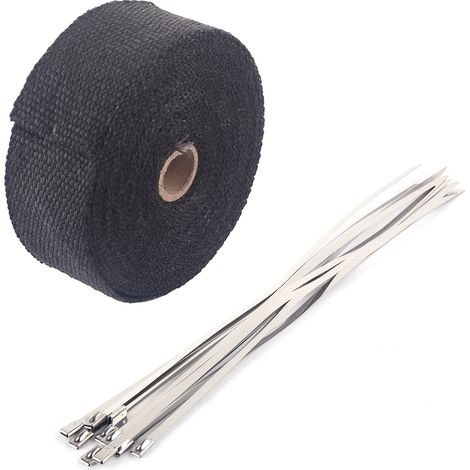 Hitzeschutzband Für Auspuffrohre, Hitzeschutz Aus Basaltfaser Mit 10 Kabelbindern Aus Edelstahl, 10 M X 50 Mm
