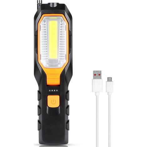 Wiederaufladbare Led-arbeitsleuchte, Cob-arbeitsleuchte, Led-taschenlampe Mit Magnetfuß Und Aufhängehaken Für Kfz-werkstätten, Camping Und Notfälle