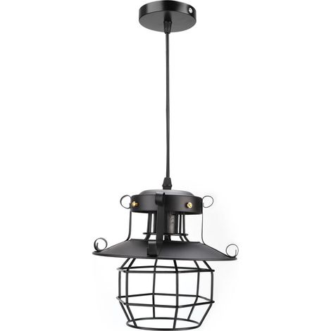 Vintage-industrie-kronleuchter Aus Eisen Im Käfigdesign Mit E27-led-fassung, Ideal Für Bars Und Cafés, 100–240 V (leuchtmittel Nicht Enthalten), Schwarz