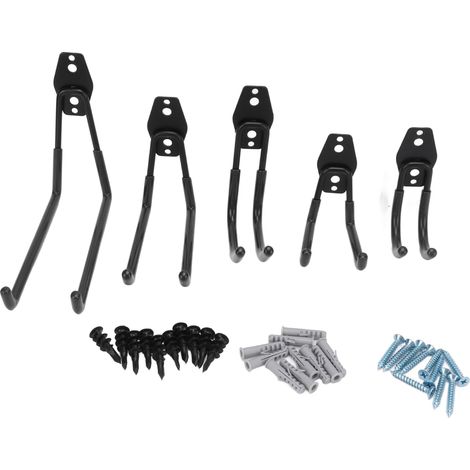 5-teiliges Set 40 Kg Garagenaufbewahrung Doppelhaken Schwerlast Wandmontage Fahrradhalterung Für Wohnmobil Keller Stuhl Leiter Fahrrad Schwarz
