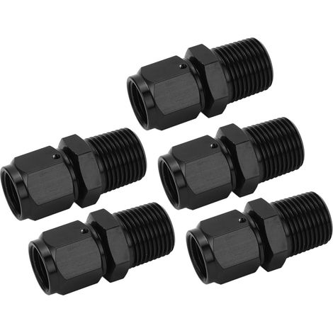5-teiliger 6an-innengewinde-auf-3/8-npt-außengewinde-adapter, Schwarze Aluminiumlegierung, Leicht Austauschbar, Gerader 6an-auf-3/8-npt-schlauchadapter