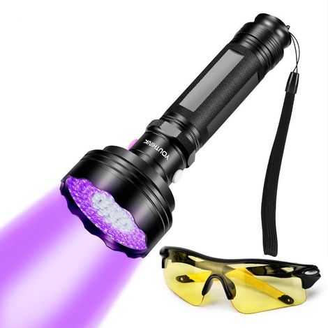 Uv-taschenlampe, Haustierurin-detektor, Led-uv-taschenlampe Mit Schutzbrille, Erkennt Urinflecken Bei Hunden, Skorpionen Und Katzen