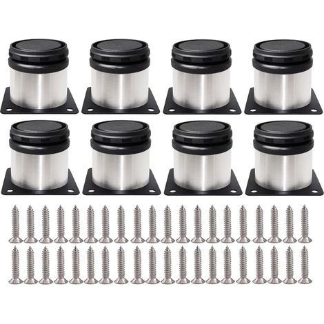 8-teiliges Set Verstellbarer Möbelbeine Inklusive Schrauben, Runde Metallbeine Aus Edelstahl Für Schränke, Tische, Kleiderschränke, Höhenverstellbar Für Sofas, Tische Und Schränke
