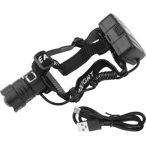 Wiederaufladbare Led-stirnlampe, 3 Modi, 90° Verstellbar, 90.000 Lumen, Zoom, Wiederaufladbar, Für Outdoor-aktivitäten Wie Camping Und Laufen