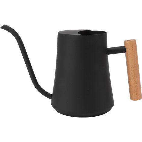 Gießkanne Aus Edelstahl Im Retro-stil, Kleiner Pflanztopf Mit Holzgriff, Für Drinnen Und Draußen, 1000 Ml, Schwarz