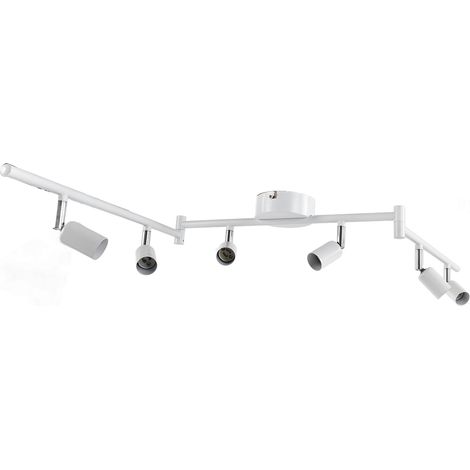 Led-deckenleuchte Mit 6 Verstellbaren Strahlern, Tageslichtweiß, 6 X Gu10-leuchtmittel, Wandleuchte Mit Flexiblem, Drehbarem Leuchtenkopf, 85–265 V, Weiß