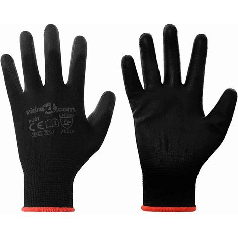 Vidaxl Arbeitshandschuhe, 24 Stück, Schwarz, Größe 7/s, Polyester