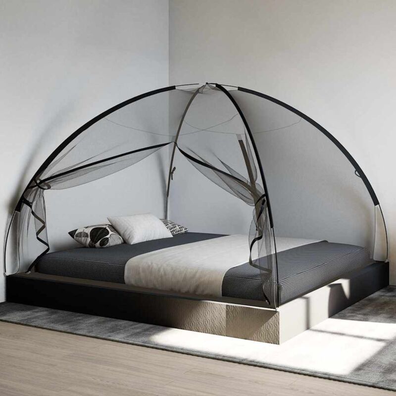 Mongolisches Moskitonetz Mit Türen, 220 Maschen, Schwarz, 200 X 180 X 135 Cm