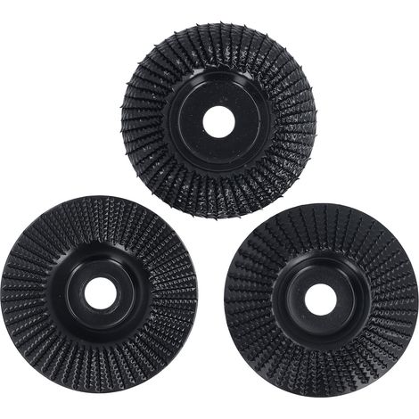 Set Mit 3 Schwarzen Holzschleifscheiben, 100 Mm Flache, Innenliegende, Schräge Bogenschleifscheibe, 16 Mm Durchmesser