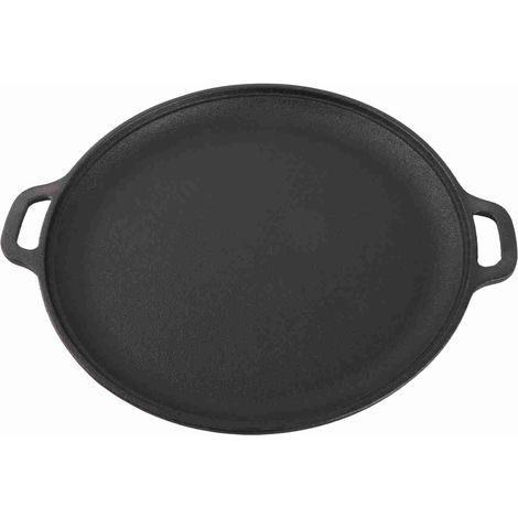 Runde Gusseiserne Bratpfanne Mit Doppelgriffen. Dicke, Antihaftbeschichtete Mehrzweckpfanne Zum Backen, Braten, Grillen Und Kochen.