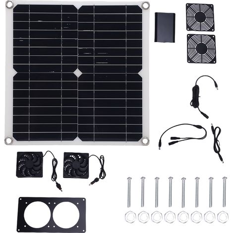12w 18v Solarbetriebenes Doppel-abluftventilator-set, 43,4 Cfm Panel Für Hühnerställe, Gewächshäuser, Tierunterkünfte