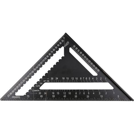 12-zoll-winkelmesser Aus Aluminiumlegierung Mit Metrischen Und Dreieckigen Maßen, Winkelmesser Mit Doppelskala, Leicht Ablesbares, Hochpräzises Werkzeug, Geeignet Für Holzbearbeitung Und Rahmenbau.