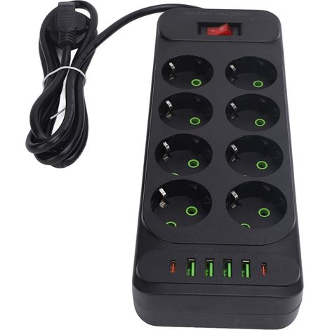 8-fach Usb-c-steckdosenleiste Mit Europäischem Stecker, Wandsteckdose Mit Schalter Und 2 M Kabel