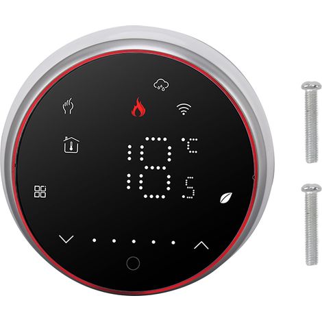 Intelligenter Wlan-thermostat, Led-anzeige, Sprachsteuerung Per App, Ac95–240 V, Energiesparender Rundkessel, Schwarz