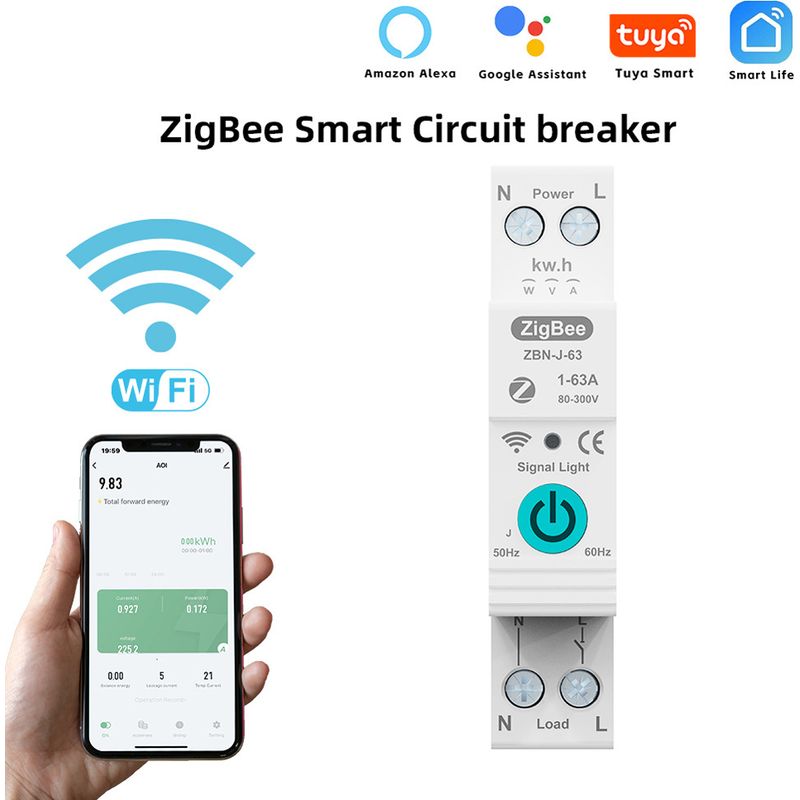 Tuya Zigbee Smart-leistungsschalter, Fernbedienung, Sprachsteuerung, Drahtlose Smart-home-app, Kompatibel Mit Sprachassistenten Und Amazon Alexa