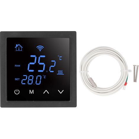 16a Wlan-smart-thermostat Für Elektrische Fußbodenheizung Mit Sprachfunktion Für Zuhause, Ac85-250v, Schwarz