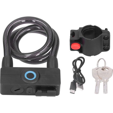 Tragbares Fahrradschloss Mit Fingerabdrucksensor, 3,7-v-lithium-akku, Bluetooth-smart-kette Für Motorrad Und Mountainbike