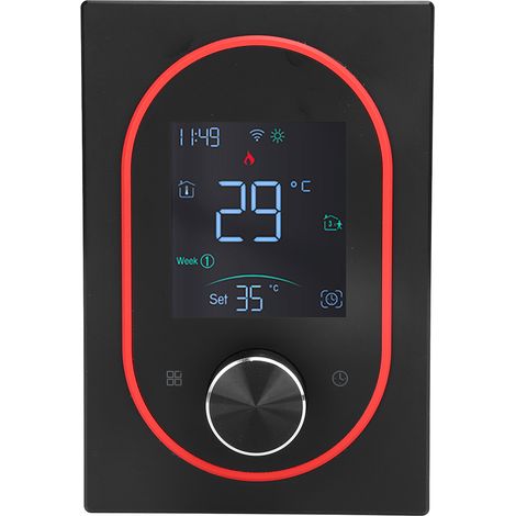 Intelligenter Lcd-farbthermostat Mit Programmierbaren Tasten Und Touchscreen-steuerung Für Die Warmwasserbereitung, Kompatibel Mit Einer App Für Zuhause, Hotel Oder Büro. Wechselstrom 95–240 V. Schwar