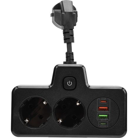 Mehrfachsteckdose Mit Schalter, 2-wege-adapter, Usb Typ-c, 6-in-1-stromverteilung, Bkl-502 Eu, Schnellladefunktion, Schwarz