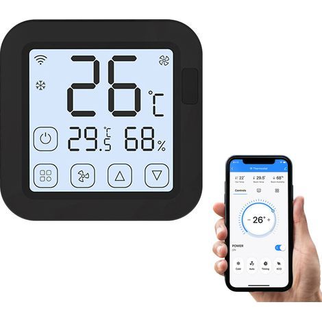 Tuya Smart Wifi Ir Klimaanlagen-controller-thermostat Mit Lcd-bildschirm, App-steuerung, Temperatur- Und Feuchtigkeitssensor, Kompatibel Mit Alexa Home Für Mini-split- Und Mobile Klimaanlagen