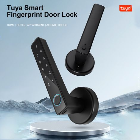 Wafu Smart Lock, Schlüsselloser Türgriff, Passwort, Tuya-app, Fernbedienung, Bluetooth, 4-in-1, Biometrische Funktion, Für Büro, Zuhause, Schlafzimmer, 35–55 Mm