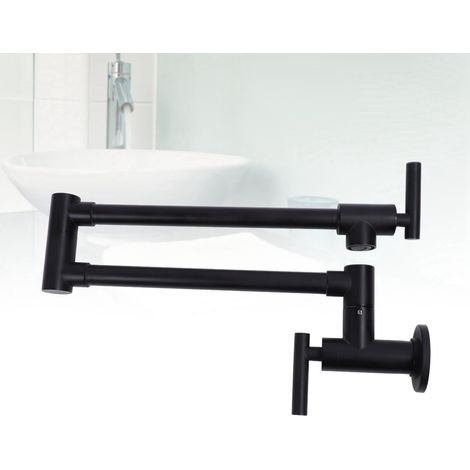 Zweigriff-topffüllarmatur Mit Ausziehbarem Arm, Wandmontage, Für Herde, Mattschwarze Ausführung