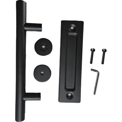 Schiebetürgriff Aus Kohlenstoffstahl, 4,8 Mm Dick, Beidseitig, Zum Drücken Und Ziehen, Rund, Schwarz