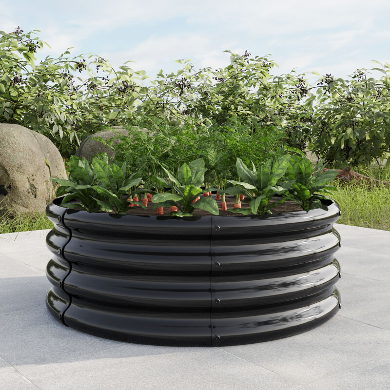 Verzinkter Hochbeetkasten, Runder Hochbeetkasten Für Den Außenbereich, Ideal Für Gartenbau, Gemüse, Obst Und Blumen.