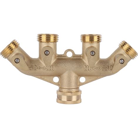 4-wege-gartenschlauchverteiler Aus Messing G3/4, Kugelhahn-schlauchadapter, Wasserhahn-ventilanschluss