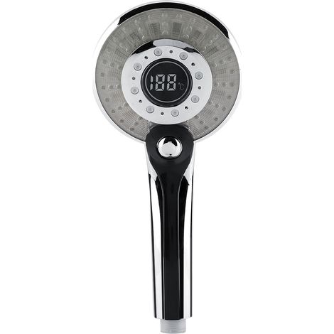 Tragbarer Duschkopf Mit Digitalanzeige, 3 Strahlarten Und 3-farbiger Led-temperaturregelung