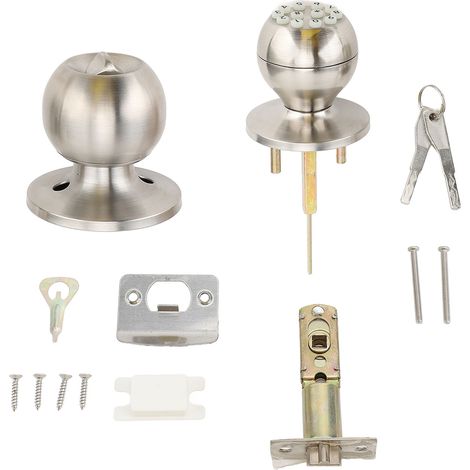 Tastatur-türknauf Mit Schloss Und Schlüssel, Runde Kugel, Elektronischer Zugang Für Wohnung, Büro, Garage, Stärke 35 Bis 55 Mm, Silber