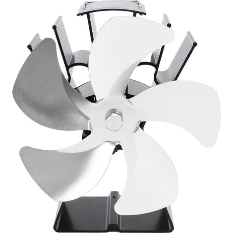 5-blatt-ofenlüfter, Wärmebetriebener Ofenlüfter, Kaminventilator, Silber