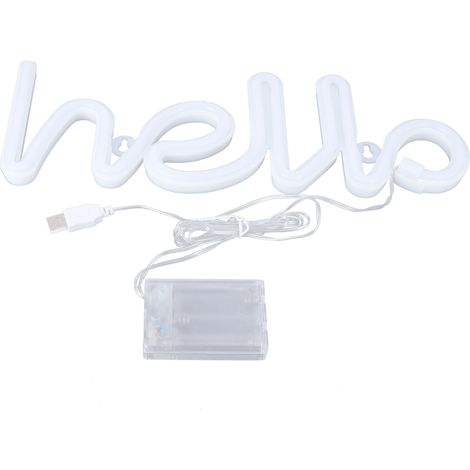 Led-neon-schild „hello“ Mit Neon-buchstaben, Wanddekoration Für Hochzeiten Und Partys, Usb-/batteriebetrieben, Lila