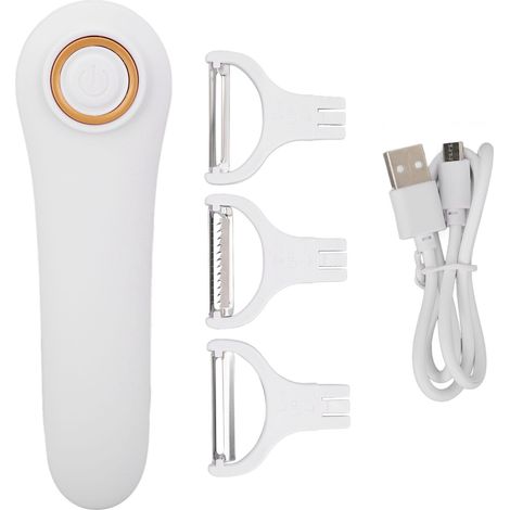 Tragbarer, Per Usb Aufladbarer Elektrischer Obst- Und Gemüseschäler Mit 3 Schneidaufsätzen Für Den Hausgebrauch