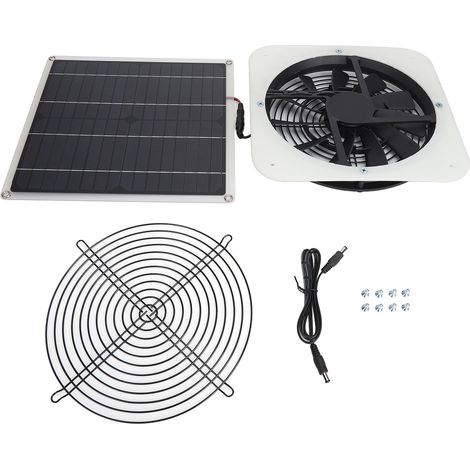 Solar-lüfterset, 100-w-solar-abluftventilator, Solarpanel Mit 10-zoll-rundventilator Für Gewächshaus, Schuppen, Hühnerstall, Weiß