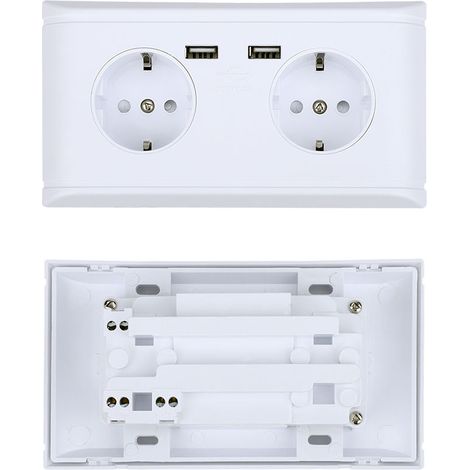 Multifunktionale Wandsteckdose Mit Eu-stecker, Zwei Usb-anschlüsse Zum Laden Von Mobiltelefonen, 250 V
