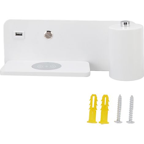 Led-wandleuchte Mit Usb-anschluss Und Kabelloser Ladefunktion, Geeignet Für Wohn- Und Schlafzimmer, 85265v, Weiß, Rechtsausführung