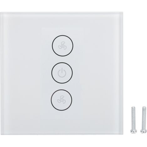 Intelligenter Wlan-dimmer, Lüfterschalter, Drahtloser Timer, Sprachsteuerung Per App Für Tuya 110–240 V 50/60 Hz, Weiß
