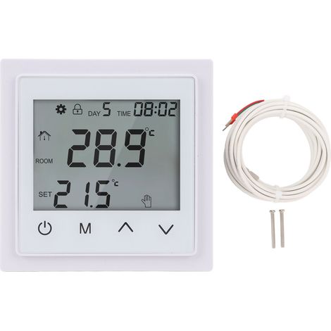 Thermostat Für Heizungsanlagen, Led-touchscreen, Fußbodentemperaturregler, Ac 85–250 V, 16 A, Weiß