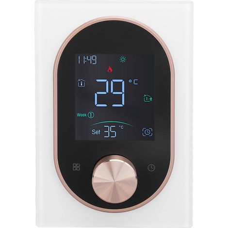 Intelligenter Farb-lcd-thermostat Mit Programmierbarem Touchscreen-bedienfeld Für Elektrische Heizung, App-kompatibel Für Zuhause, Hotel Oder Büro. Wechselstrom 95–240 V. Weiß, Kabellos, Kundenbindung