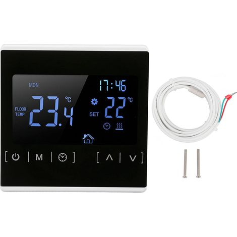 Intelligenter Thermostat, Hintergrundbeleuchteter Touchscreen, Temperaturregler Mit Zwei Steuerstufen Für Fußbodenheizung, Hohe Leistung (85–240 V Wechselstrom), Weiß