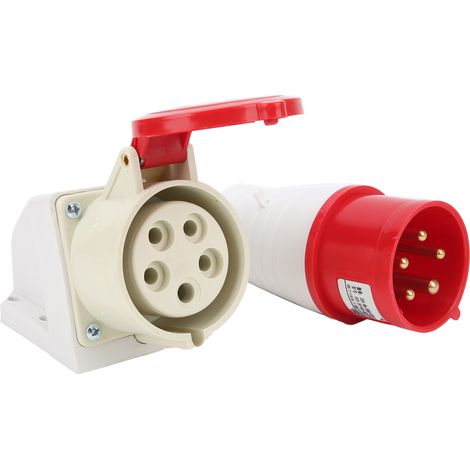 Industriesteckdose 380415v 32a 5-polig 3p + N + E Ip44, Wasserdicht, Feste Oberflächenmontage Für Gewerbliche Anwendungen