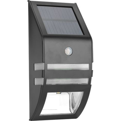 Solarbetriebener Pir-bewegungsmelder Mit 2 Leds, Wandleuchte In Patina-optik, Gartenbeleuchtung, Schwarz-weiß