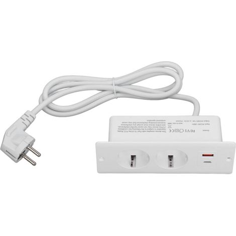Einbau-steckdosenleiste Mit 2 Steckdosen Und Pd20w Usb-netzanschluss, Integrierte Steckdosenleiste Für Möbel, 1,5 M Kabel
