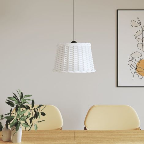 Weißer Deckenlampenschirm Aus Korbgeflecht, Ø 40 X 26 Cm