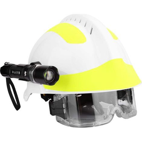 Feuerwehrhelm, Professioneller Rettungsschutzhelm, Feuerwehrschutzhelm Mit Stirnlampe Für Bergleute, Schiffbauer Und Ölarbeiter, Weiß